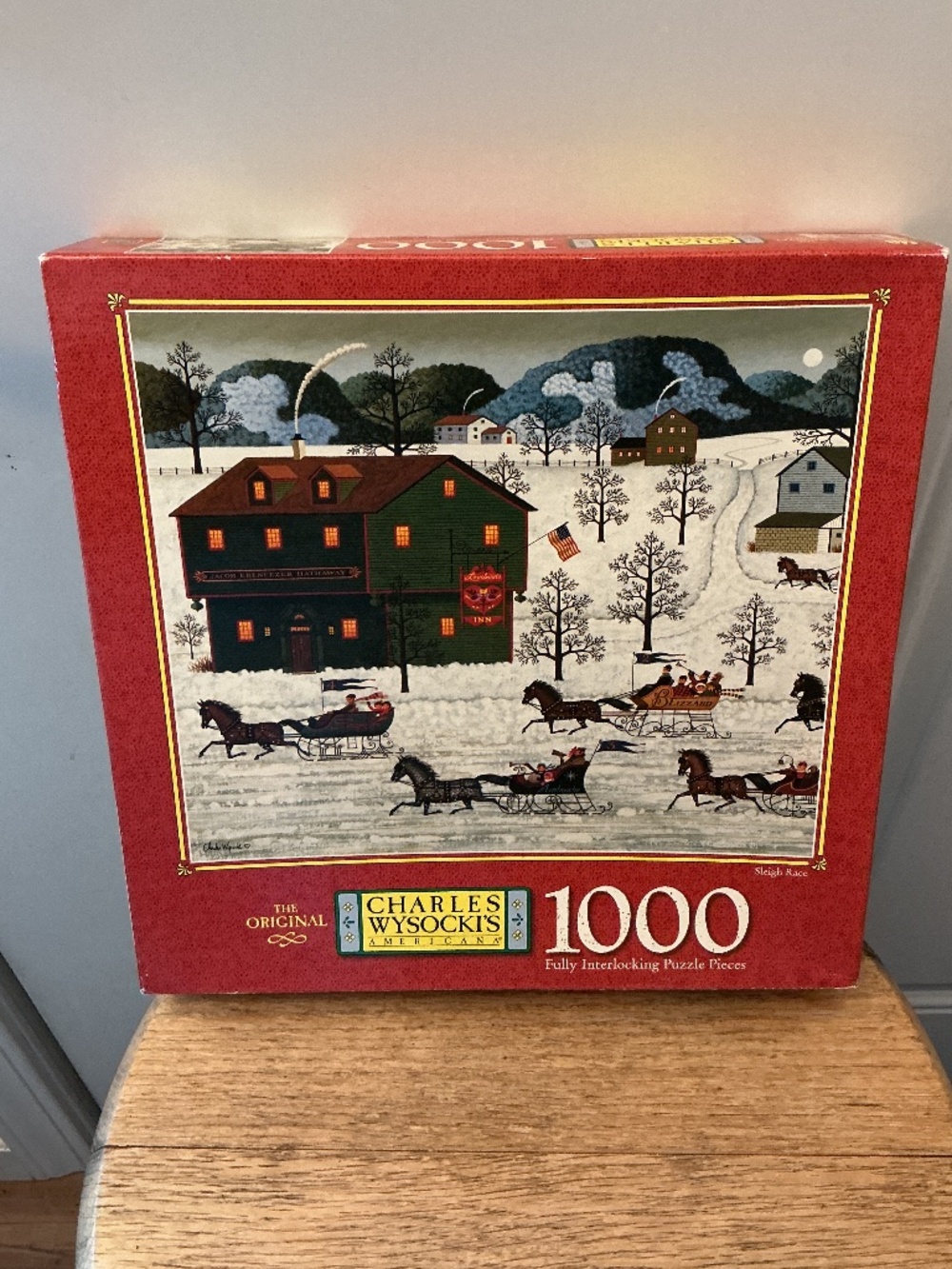 Sealed Vintage 2001 MB Charles Wysocki's Americana "Sleigh Race" 1000 pc puzzle